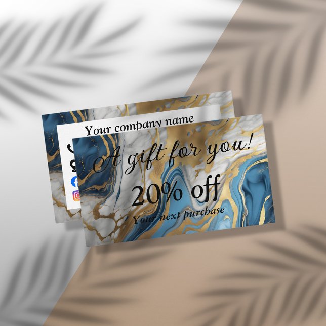 Blue gold and white marble discount card (Creator Uploaded)