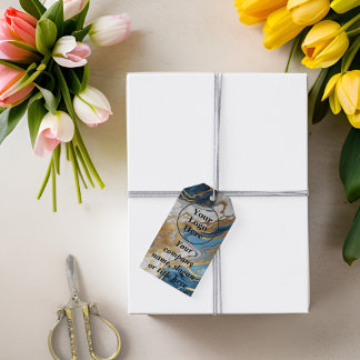 Blue gold and white marble gift tags