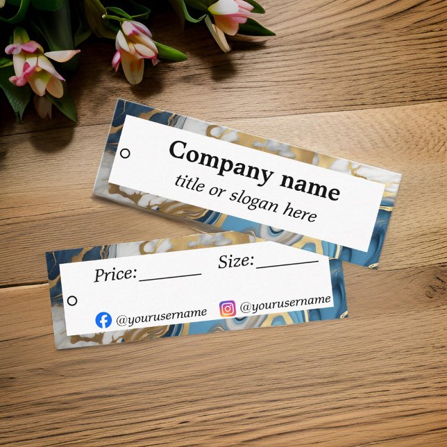 Blue gold and white marble Price Tag (Creator Uploaded)