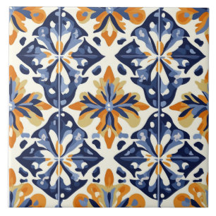 Blue, Gold and Yellow Ceramic Tile