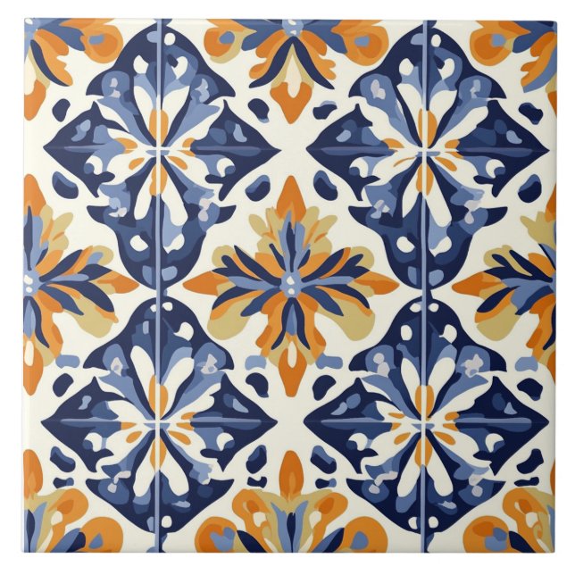 Blue, Gold and Yellow Ceramic Tile (Front)