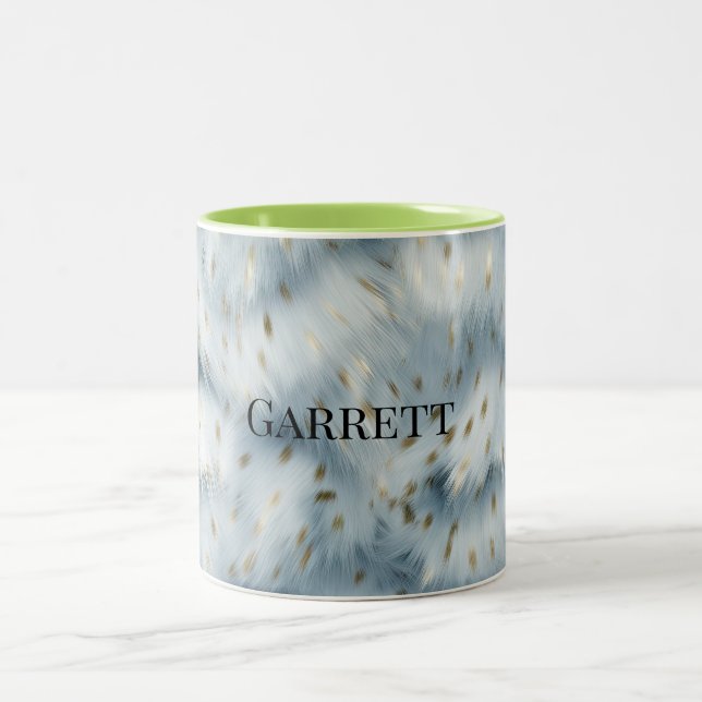 Blue Gold Animal print Two-Tone Coffee Mug (Center)