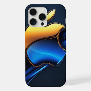Blue Gold Apple Symbol With Flowing Abstract Detai iPhone 15 Pro Max Case