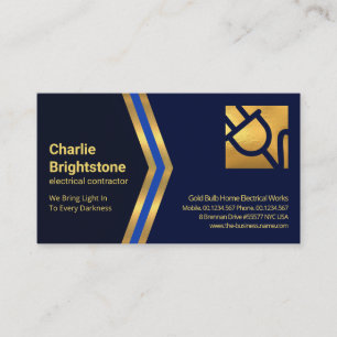 Blue Gold Arrows Gold Power Plug Electrician Business Card