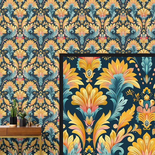 Blue Gold Art Nouveau  Wallpaper (Creator Uploaded)