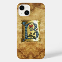 BLUE GOLD B LETTER WITH FLOWERS MONOGRAM