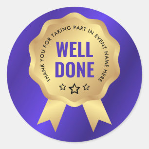 Blue & Gold Badge Business Student Event Award Classic Round Sticker