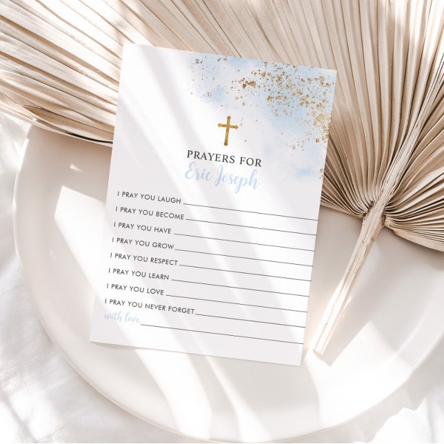 Blue Gold Baptism Prayer Card Prayer for Baby Card (Matching Prayer Sign Available along with other matching items. )