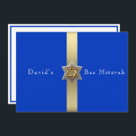Blue & Gold  Bar Mitzvah Star of David Invitation<br><div class="desc">Bar Mitzvah invitation with pretty blue background,  pretty gold ribbon and silver and gold Star of David. Personalise with your text to create your special invitation.</div>