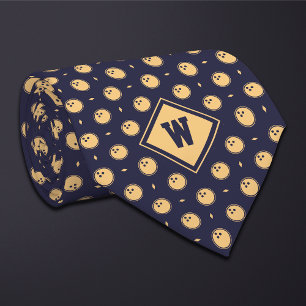 Blue Gold Bowling Ball Icon Necktie