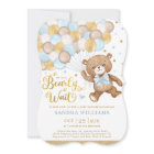 Blue Gold Brown Teddy Bear Boy Baby Shower