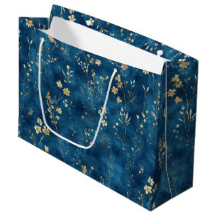 Blue Gold Butterflies Bridal Shower Large Gift Bag