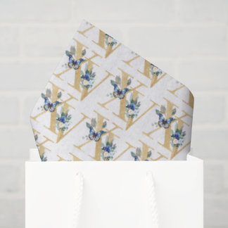  Blue Gold Butterfly Quinceañera Wrapping Paper