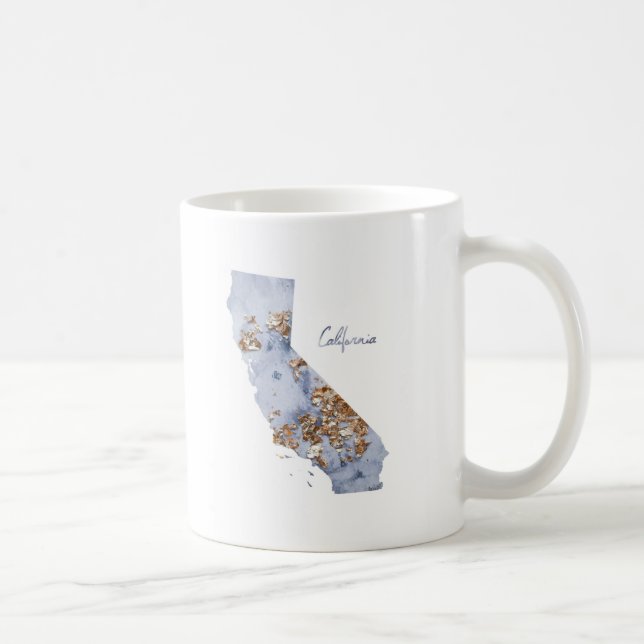 Blue & Gold California State Map Coffee Mug (Right)