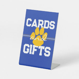 Blue & Gold Cards & Gifts Graduation Table Pedestal Sign