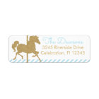 Blue Gold Carousel Merry Go Round Return Address