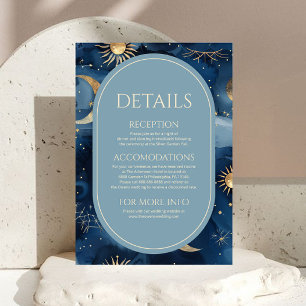 Blue Gold Celestial Starry Sky Wedding Details Enclosure Card