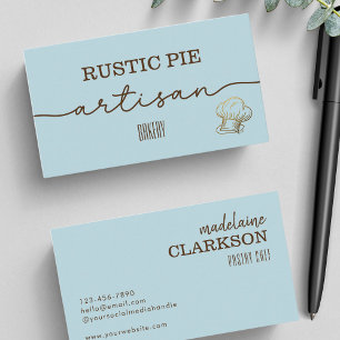 Blue Gold Chef Hat Bakery  Business Card
