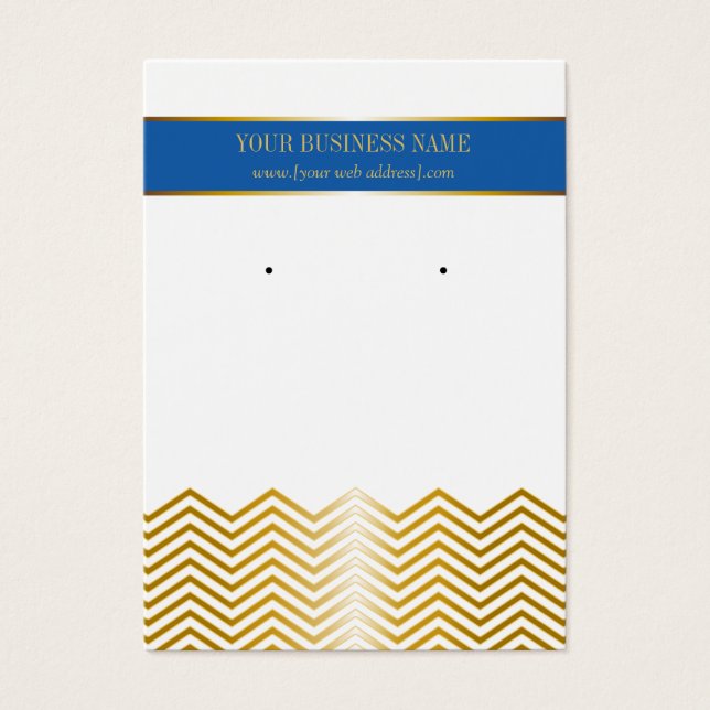 Blue Gold Chevron Custom Earring Card (Front)