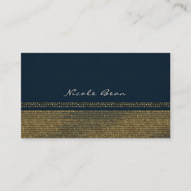 Blue & Gold Chic Sparkling Glam Elegant Custom Business Card (Front)