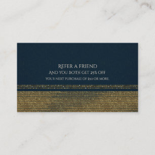 Blue & Gold Chic Sparkling Glam Refer a Friend Referral Card