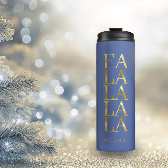 Blue Gold Christmas Fa La La ID1009 Thermal Tumbler (Creator Uploaded)