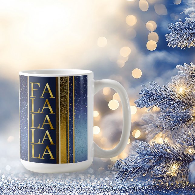Blue Gold Christmas Fa La La Pattern#27 ID1009 Coffee Mug (Creator Uploaded)