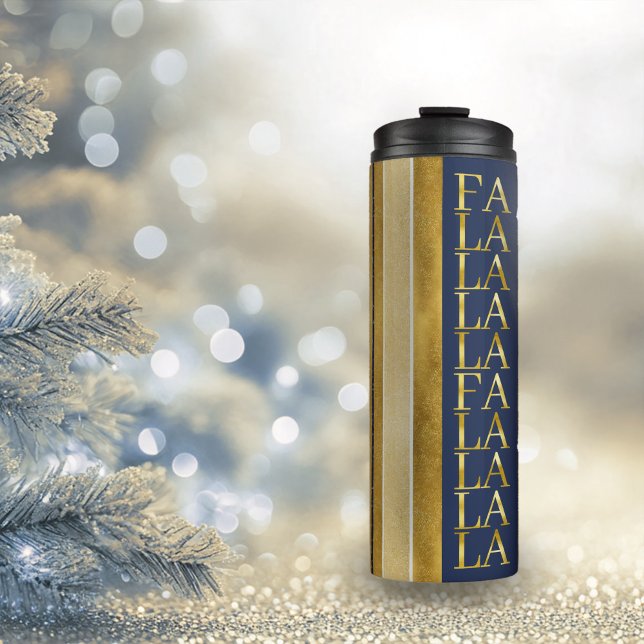 Blue Gold Christmas Fa La La Pattern#27 ID1009 Thermal Tumbler (Creator Uploaded)