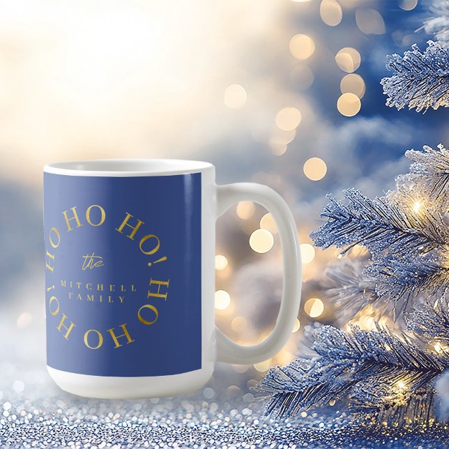 Blue Gold Christmas Ho Ho Ho ID1009 Coffee Mug (Creator Uploaded)