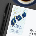Blue Gold Christmas Ornaments and Dots Holiday Label<br><div class="desc">Holiday labels you can use for anything! Elegant blue and gold holiday Christmas ornaments and dots on a pale blue background with your details in chic lettering. All text, fonts, font colours and background colour can be modified, click PERSONALIZE button, then Customise further link. MATCHING invitations and more in our...</div>