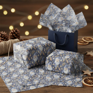 Blue Gold Christmas Pattern#11 ID1009 Tissue Paper