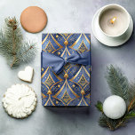 Blue Gold Christmas Pattern#15 ID1009 Wrapping Paper<br><div class="desc">If you are wondering what colour combinations to pick for your Christmas decor and gift wrap supplies this year, I've created collections of coordinating patterns to make life just a bit easier. This geometrical design, in a style reminiscent of Art Deco, is shown here in a striking blue and gold...</div>