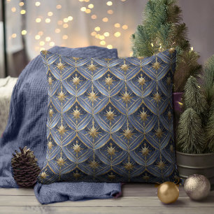 Blue Gold Christmas Pattern#16 ID1009 Cushion