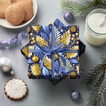 Blue Gold Christmas Pattern#22 ID1009 Wrapping Paper<br><div class="desc">If you are wondering what colour combinations to pick for your Christmas decor and gift wrap supplies this year, I've created collections of coordinating patterns to make life just a bit easier. This eye-catching watercolor design features foliage arrangements with berries and Christmas ornaments in deep blue and gold with white...</div>