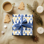 Blue Gold Christmas Pattern#25 ID1009 Wrapping Paper<br><div class="desc">If you are wondering what colour combinations to pick for your Christmas decor and gift wrap supplies this year, I've created collections of coordinating patterns to make life just a bit easier. This modern graphic design of tiny Christmas trees in a geometric-style pattern is shown here in a striking blue...</div>