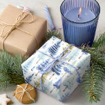 Blue Gold Christmas Pattern#26 ID1009 Wrapping Paper<br><div class="desc">If you are wondering what colour combinations to pick for your Christmas decor and gift wrap supplies this year, I've created collections of coordinating patterns to make life just a bit easier. This modern watercolor design of fir trees in a striking blue and gold colour palette has a wonderful rustic...</div>