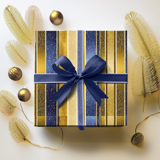 Blue Gold Christmas Pattern#27 ID1009 Wrapping Paper (Creator Uploaded)