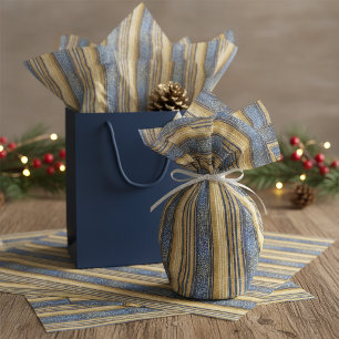 Blue Gold Christmas Pattern#28 ID1009 Tissue Paper
