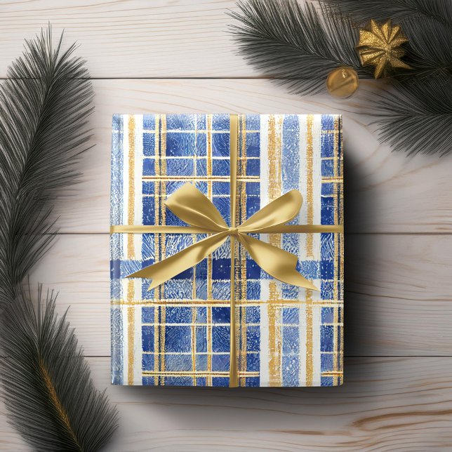 Blue Gold Christmas Pattern#2 ID1009 Wrapping Paper (Creator Uploaded)