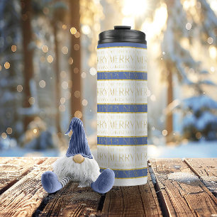 Blue Gold Christmas Pattern#35 ID1009 Thermal Tumbler