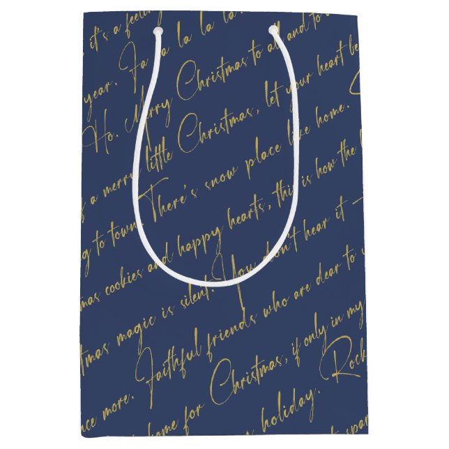 Blue Gold Christmas Pattern#36 ID1009 Medium Gift Bag (Front)