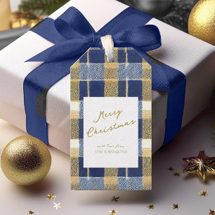 Blue Gold Christmas Pattern#7 ID1009 Gift Tags