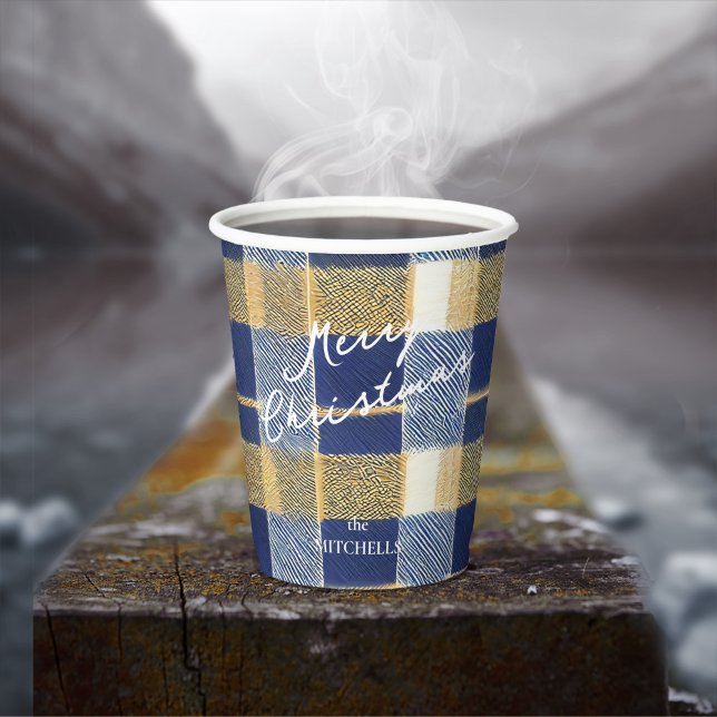 Blue Gold Christmas Pattern#7 ID1009 Paper Cups (Creator Uploaded)