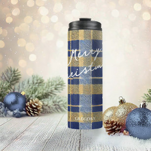 Blue Gold Christmas Pattern#7 ID1009 Thermal Tumbler