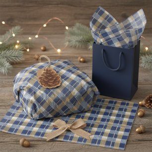 Blue Gold Christmas Pattern#7 ID1009 Tissue Paper