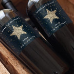 Blue & Gold |  Christmas Star<br><div class="desc">Looking to add a festive touch to your holiday wine bottles? These dark blue and gold star Christmas wine bottle labels are the perfect solution! Featuring a charming star design in shimmering gold against a rich blue background, these labels are sure to impress your guests and add a touch of...</div>