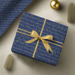 Blue Gold Christmas Typography Pattern#36 ID1009 Wrapping Paper<br><div class="desc">If you are wondering what colour combinations to pick for your Christmas decor and gift wrap supplies this year, I've created collections of coordinating patterns to make life just a bit easier. This elegant typography design features familiar Christmas song lyrics and phrases that are sure to bring all the feels....</div>
