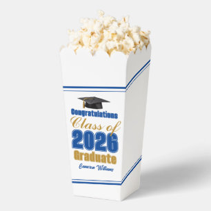 Blue Gold Class of 2026 Graduation Party Popcorn Favour Box