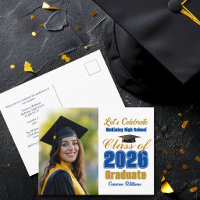 Blue Gold Class of 2026 Photo Graduation Party