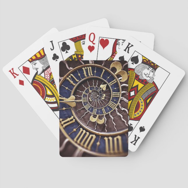Blue & Gold Clock Face Playing Cards (Back)